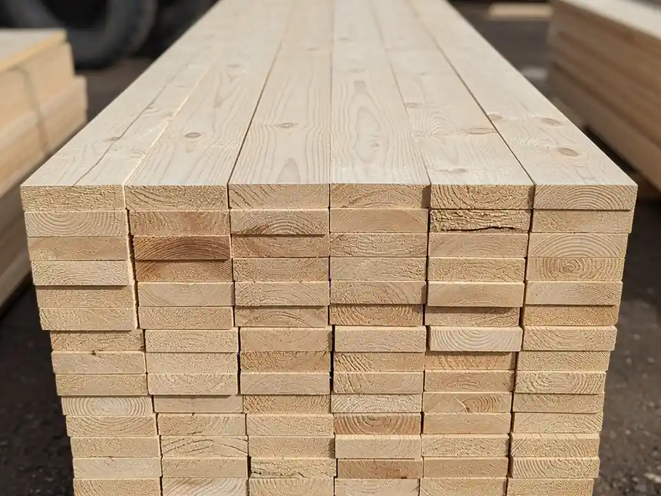 Штабель обрезной сосновой доски 25×100×6000 мм